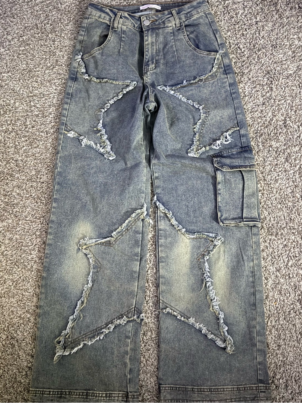 Hot & Delicious Star Patch Cargo Jeans